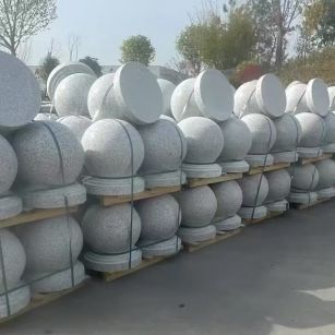 吕梁 白麻花岗岩石材圆球，石球，挡车球，隔离球，景观石球，风水球等