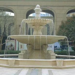 吕梁 黄金麻花岗岩异型加工——户外庭院石雕流水喷泉