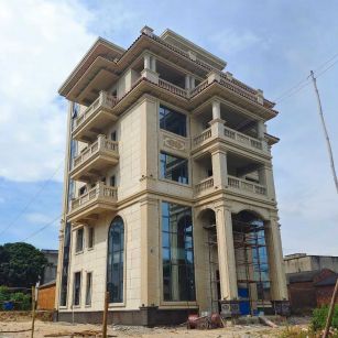 吕梁 黄金麻花岗岩石材别墅外墙干挂搭配（雕花栏杆花瓶柱门楼罗马柱）