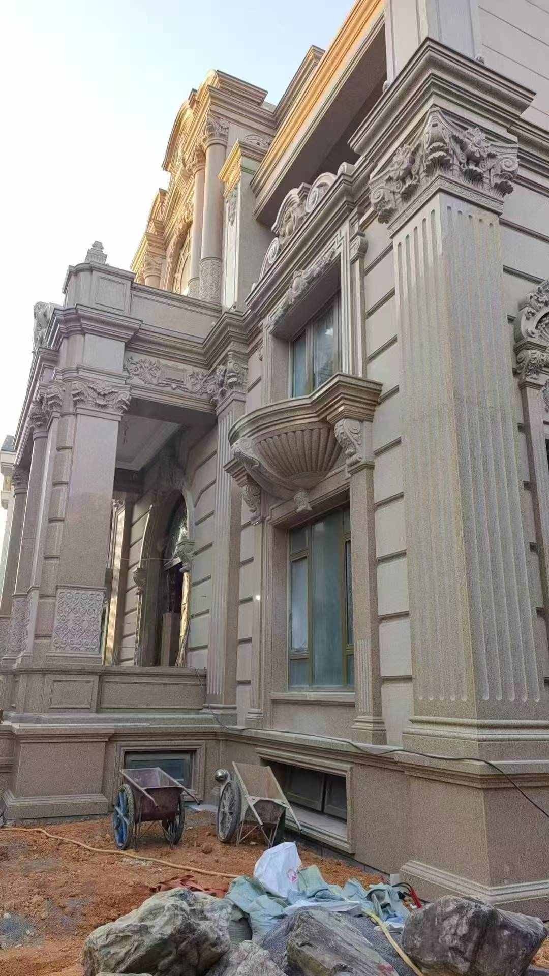 吕梁 黄金麻花岗岩光面别墅外墙干挂施工完成