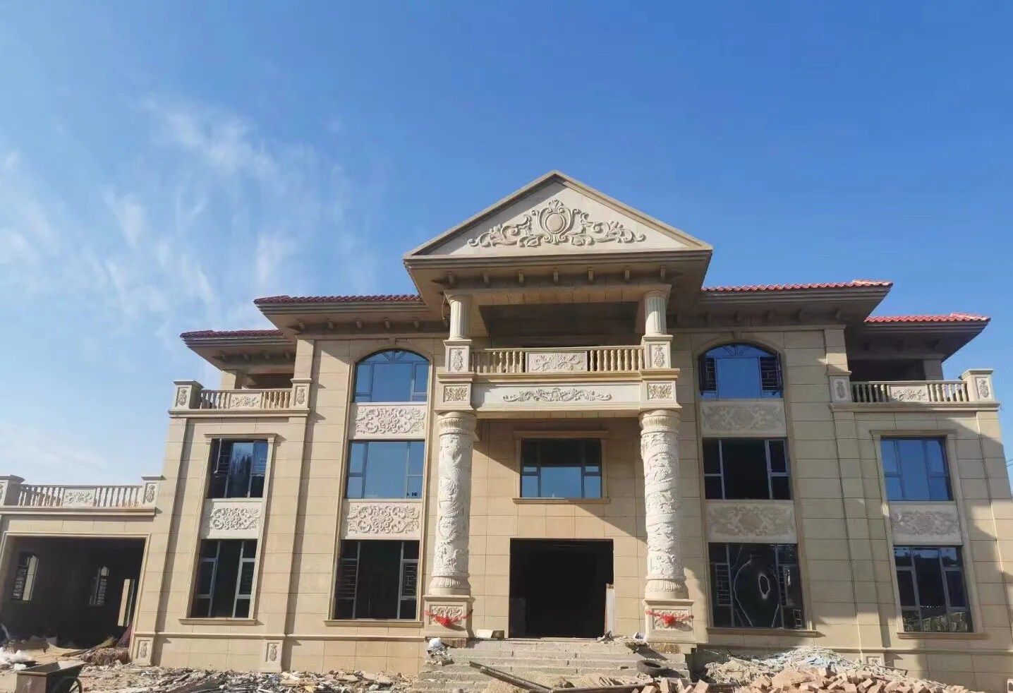 吕梁 黄金麻花岗岩别墅外墙干挂